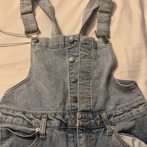 Denim Overalls with Button Front